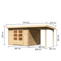 Abri de jardin en bois massif 8,82m² Bastrup 5 avec appentis 200cm – Karibu 