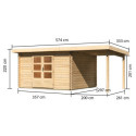 Abri de jardin en bois massif 10,60m² Bastrup 7 avec appentis 200cm – Karibu 