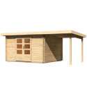 Abri de jardin en bois massif 10,60m² Bastrup 7 avec appentis 200cm – Karibu 