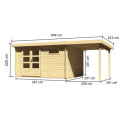 Abri de jardin en bois massif 11,49m² Bastrup 8 avec appentis 200cm – Karibu 