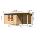 Abri de jardin en bois massif 7,04m² Bastrup 3 avec appentis 200cm et paroi arrière – Karibu 