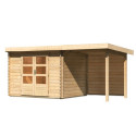 Abri de jardin en bois massif 7,04m² Bastrup 3 avec appentis 200cm et paroi arrière – Karibu 