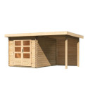Abri de jardin en bois massif 7,04m² Bastrup 4 avec appentis 200cm et paroi arrière – Karibu 