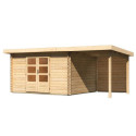 Abri de jardin en bois massif 10,60m² Bastrup 7 avec appentis 200cm et paroi arrière – Karibu 