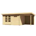 Abri de jardin en bois massif 11,49m² Bastrup 8 avec appentis 200cm et paroi arrière – Karibu 