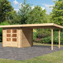 Abri de jardin en bois massif 5,62m² Bastrup 2 avec appentis 300cm – Karibu 