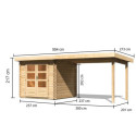 Abri de jardin en bois massif 5,62m² Bastrup 2 avec appentis 300cm – Karibu 
