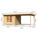 Abri de jardin en bois massif 7,04m² Bastrup 3 avec appentis 300cm – Karibu 
