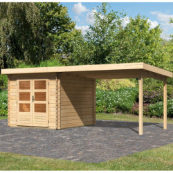 Abri de jardin en bois massif 7,04m² Bastrup 4 avec appentis 300cm – Karibu 