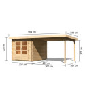 Abri de jardin en bois massif 7,04m² Bastrup 4 avec appentis 300cm – Karibu 
