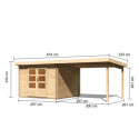 Abri de jardin en bois massif 8,82m² Bastrup 5 avec appentis 300cm – Karibu 
