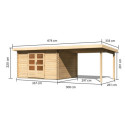 Abri de jardin en bois massif 10,60m² Bastrup 7 avec appentis 300cm – Karibu 