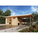 Abri de jardin en bois massif 11,49m² Bastrup 8 avec appentis 300cm – Karibu 