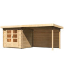 Abri de jardin en bois massif 5,62m² Bastrup 2 avec appentis 300cm et paroi arrière – Karibu 