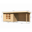 Abri de jardin en bois massif 7,04m² Bastrup 3 avec appentis 300cm et paroi arrière – Karibu 