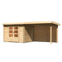Abri de jardin en bois massif 7,04m² Bastrup 3 avec appentis 300cm et paroi arrière – Karibu 