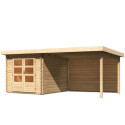 Abri de jardin en bois massif 7,04m² Bastrup 4 avec appentis 300cm et paroi arrière – Karibu 