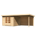 Abri de jardin en bois massif 8,82m² Bastrup 5 avec appentis 300cm et paroi arrière – Karibu 