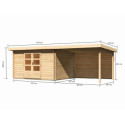 Abri de jardin en bois massif 10,60m² Bastrup 7 avec appentis 300cm et paroi arrière – Karibu 