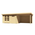 Abri de jardin en bois massif 11,49m² Bastrup 8 avec appentis 300cm et paroi arrière – Karibu 