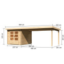 Abri de jardin en bois massif 7,04m² Bastrup 4 avec appentis 400cm – Karibu 