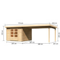 Abri de jardin en bois massif 8,82m² Bastrup 5 avec appentis 400cm – Karibu 