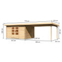 Abri de jardin en bois massif 10,60m² Bastrup 7 avec appentis 400cm – Karibu 