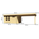 Abri de jardin en bois massif 11,49m² Bastrup 8 avec appentis 400cm – Karibu 