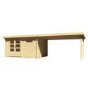 Abri de jardin en bois massif 11,49m² Bastrup 8 avec appentis 400cm – Karibu 
