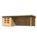 Abri de jardin en bois massif 7,04m² Bastrup 4 avec appentis 400cm et paroi arrière – Karibu 