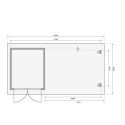 Abri de jardin en bois massif 7,04m² Bastrup 4 avec appentis 400cm et paroi arrière – Karibu 