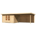 Abri de jardin en bois massif 10,60m² Bastrup 7 avec appentis 400cm et paroi arrière – Karibu 