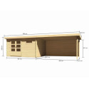 Abri de jardin en bois massif 11,49m² Bastrup 8 avec appentis 400cm et paroi arrière – Karibu 