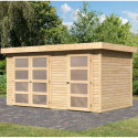Abri de jardin en bois massif 8,77m² avec cloison intérieure Mühlentrup 1 – Karibu 