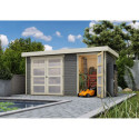 Abri de jardin en bois massif gris terre 8,77m² avec cloison intérieure Mühlentrup 1 – Karibu 