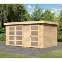 Abri de jardin en bois massif 10,98m² avec cloison intérieure Mühlentrup 2 – Karibu 