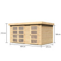 Abri de jardin en bois massif 10,98m² avec cloison intérieure Mühlentrup 2 – Karibu 
