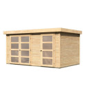 Abri de jardin en bois massif 10,98m² avec cloison intérieure Mühlentrup 2 – Karibu 