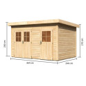 Abri de jardin en bois massif 8,88m² avec cloison intérieure Tintrup – Karibu 