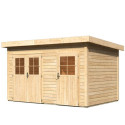 Abri de jardin en bois massif 8,88m² avec cloison intérieure Tintrup – Karibu 