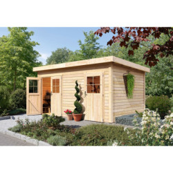 Abri de jardin en bois massif 11,62m² avec cloison intérieure Mattrup – Karibu 