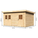 Abri de jardin en bois massif 11,62m² avec cloison intérieure Mattrup – Karibu 