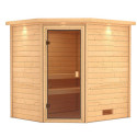 Sauna traditionnel d’angle Mia Plug &Play - 4 places 38mm Woodfeeling 
