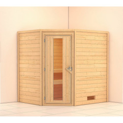 Sauna traditionnel d’angle Mia Plug &Play - 4 places 38mm Woodfeeling 