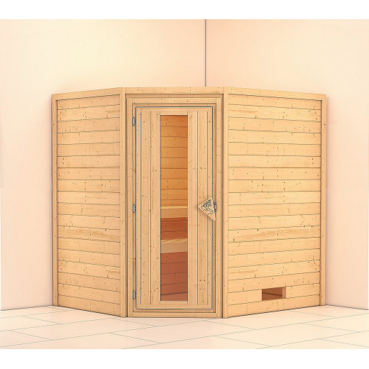 Sauna traditionnel d’angle Mia Plug &Play - 4 places 38mm Woodfeeling 