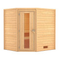 Sauna traditionnel d’angle Mia Plug &Play - 4 places 38mm Woodfeeling 