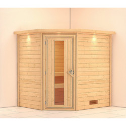 Sauna traditionnel d’angle Mia Plug &Play - 4 places 38mm Woodfeeling 