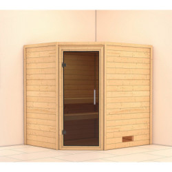 Sauna traditionnel d’angle Mia Plug &Play - 4 places 38mm Woodfeeling 