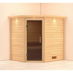 Sauna traditionnel d’angle Mia Plug &Play - 4 places 38mm Woodfeeling 