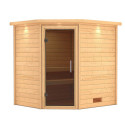 Sauna traditionnel d’angle Mia Plug &Play - 4 places 38mm Woodfeeling 